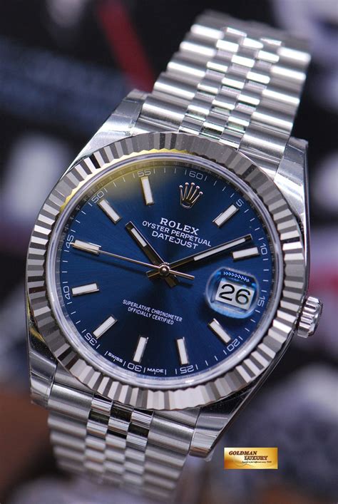 rolex oyster perpetual datejust bleu|rolex datejust 41 retail price.